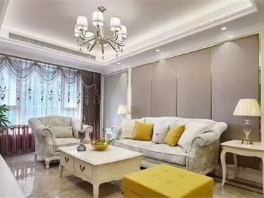 简欧客厅吊顶实景图