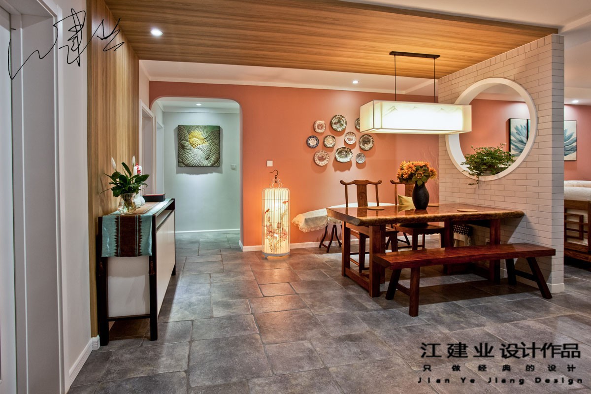 中式餐厅吊顶实景图