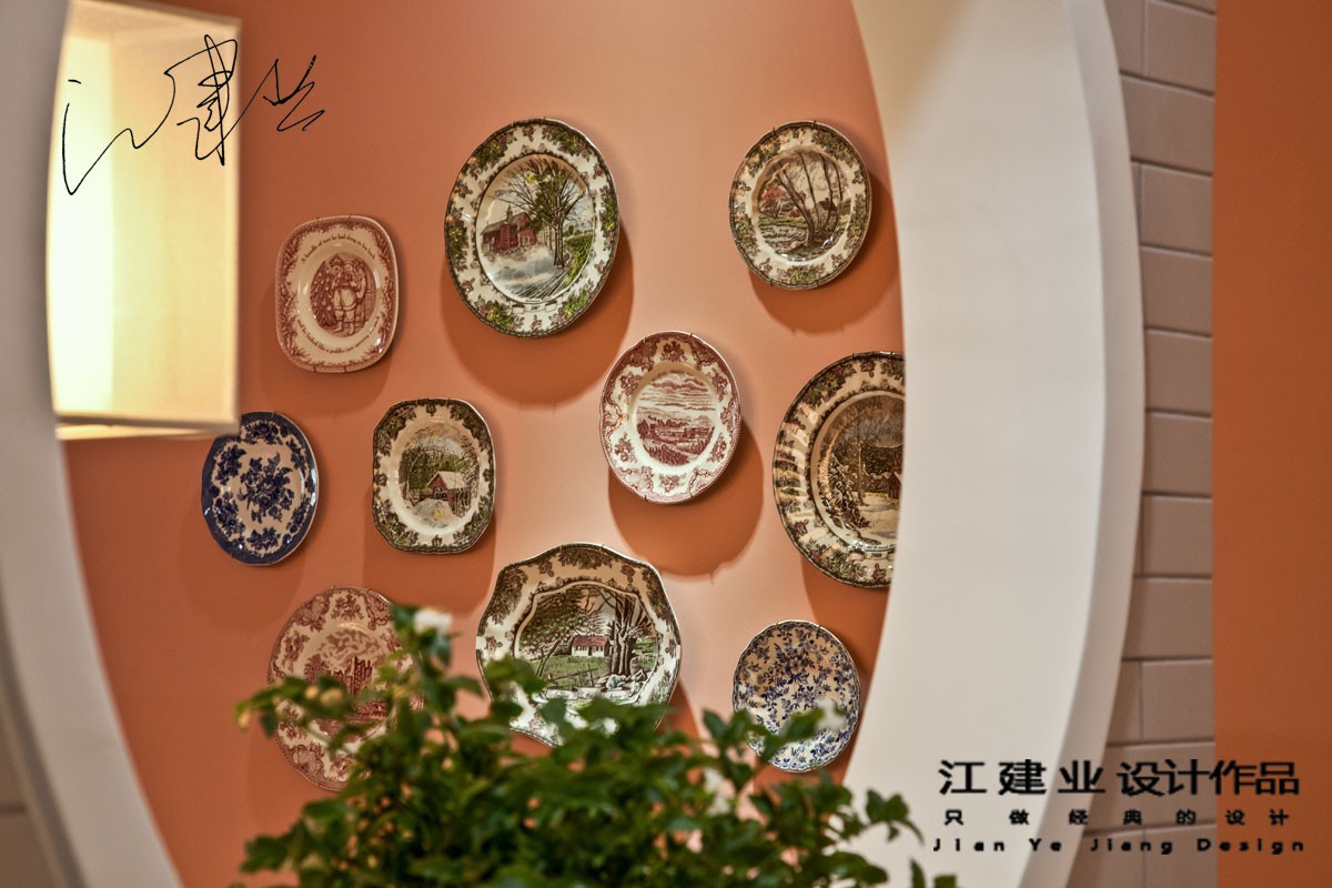中式餐厅背景墙实景图