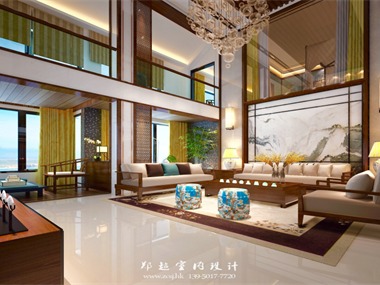 中式客厅沙发背景墙效果图