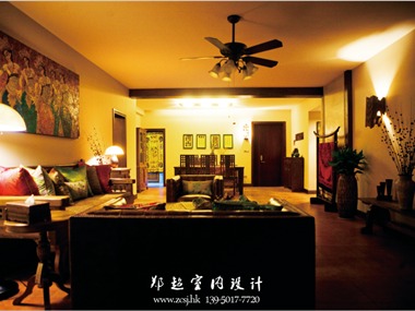 东南亚客厅沙发背景墙效果图