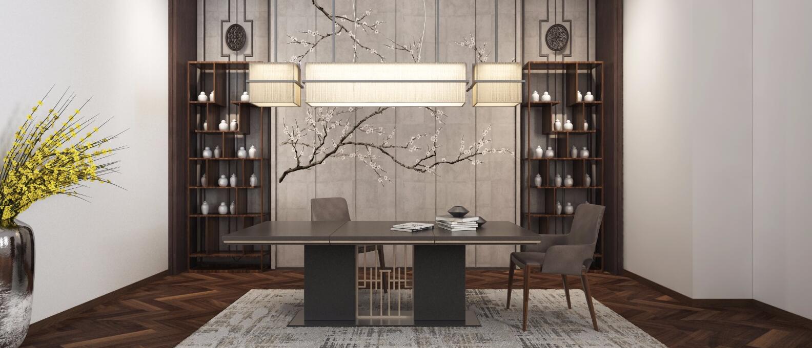 简约书房背景墙效果图